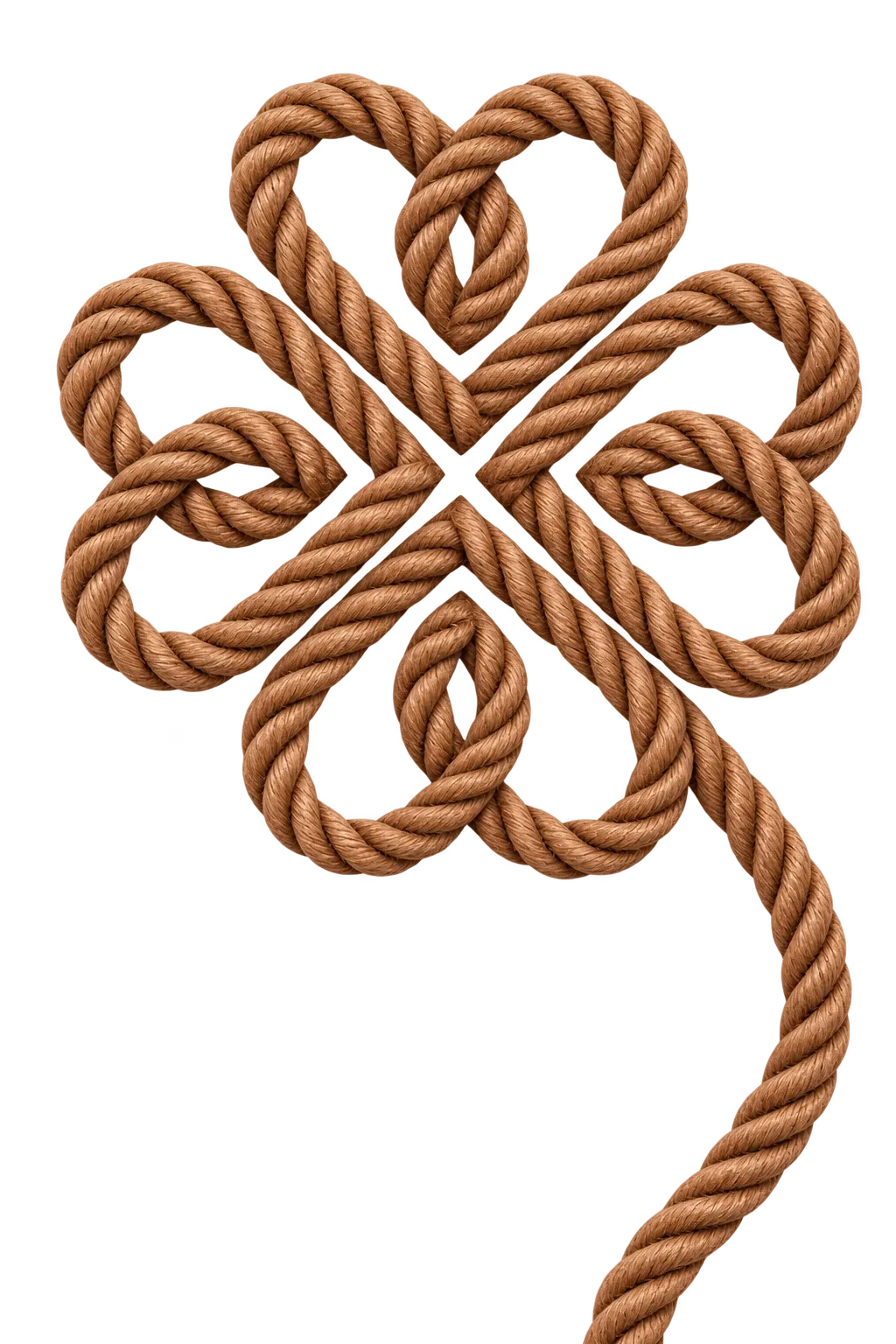 Фирменный знак Clever Knots, сплетённый из коричневой хлопковой верёвки